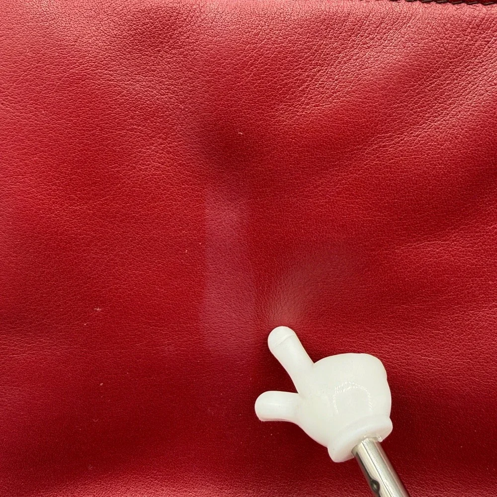 Lauren Ralph Lauren Red Leather Hobo‎ Shoulder Bag Purse Front Pocket RL Logo
